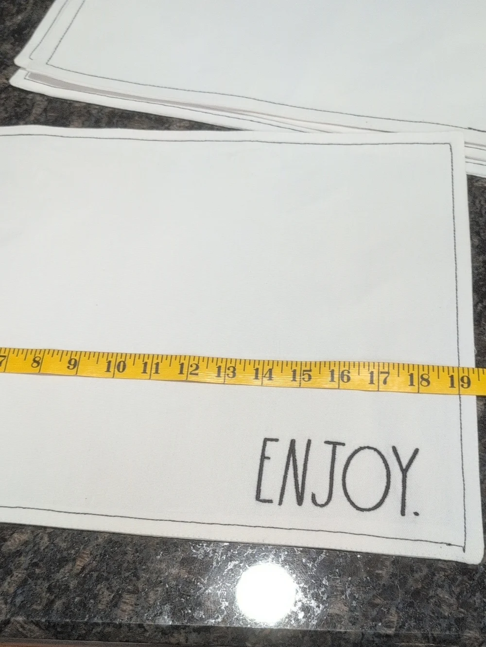 Rae Dunn White Placemats with Black Logo Tag.Set of 4